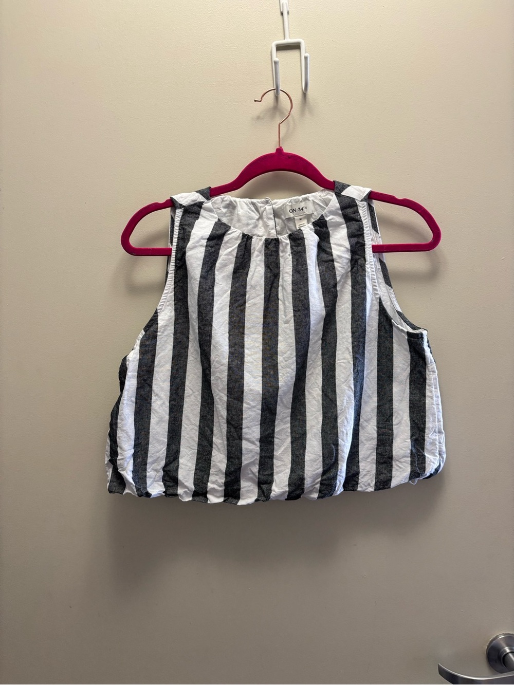Cotton linen blend Vertical Stripe Sleeveless Top